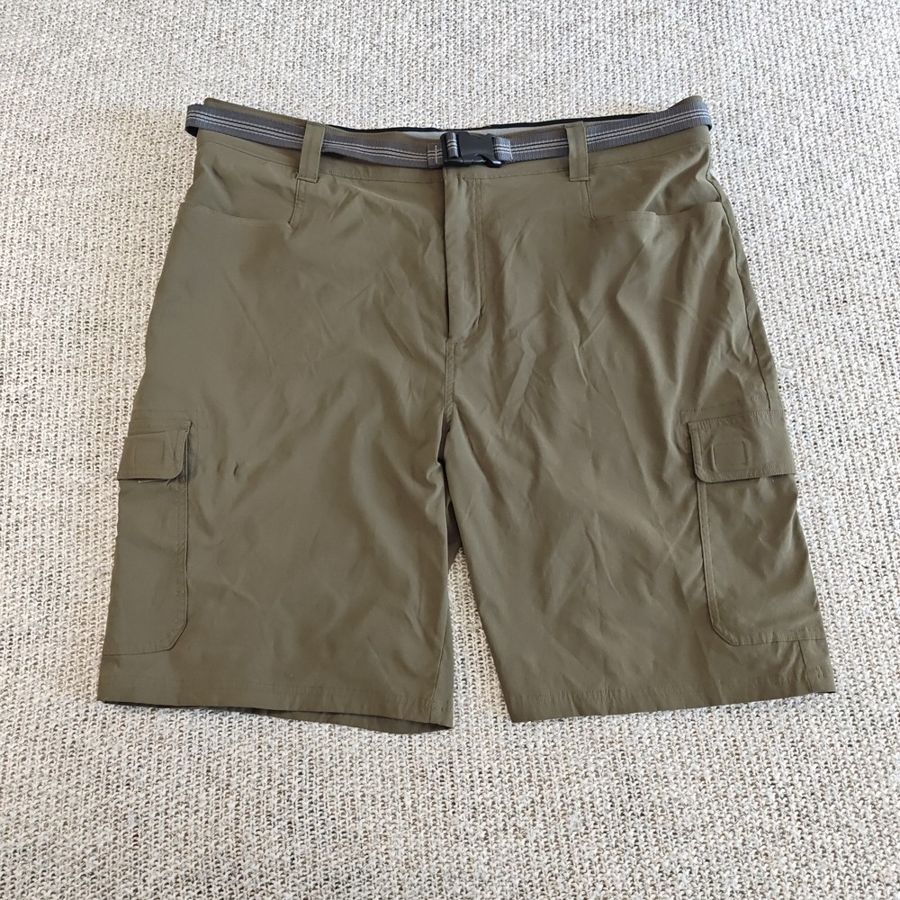 Orvis Cargo Shorts Mens 40 Tech Green Belted Stretch Pocket Nylon Outdoor Hiking